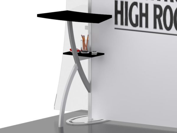 Hostess shelf accessory for a Visionary Designs Model VKDH-2963 10' x 20' trade show display